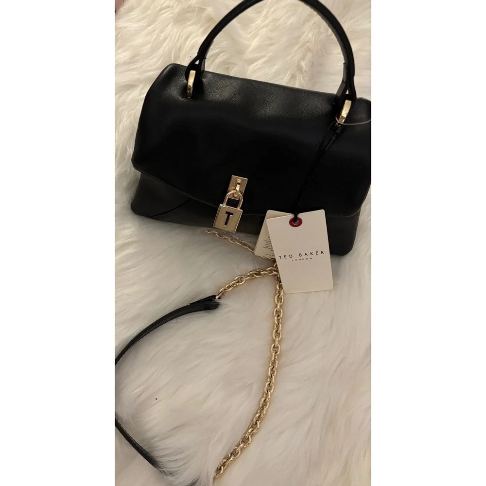 Ted Baker Mini Poppy Satchel Black Sheep Leather Top Handle Crossbody MSRP $215